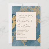 Aquamarin Gold Moderne Christliche Verse Hochzeit Einladung (Vorderseite)