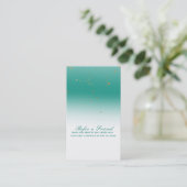 Aquamarin & Gold Modernes Glam Chic Empfehlungskarte (Stehend Vorderseite)