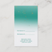 Aquamarin & Gold Modernes Glam Chic Empfehlungskarte (Rückseite)
