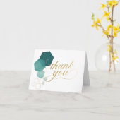 Aquamarin & Gold Modernes Hexagon Vielen Dank Karte (Gelbe Blume)