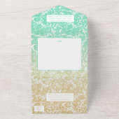 Aquamarin Gold Ombre Paisley Henna Wedding RSVP All In One Einladung (Außenbereich)