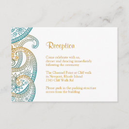 Aquamarin & Gold Paisley Empfang, Indian Wedding Begleitkarte