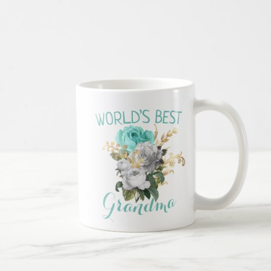 Aquamarin & Gold Personalisiert Kaffeetasse (Rechts)
