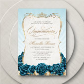 Aquamarin Gold Quinceañera Einladung