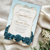 Aquamarin Gold Quinceañera Einladung