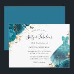 Aquamarin & Gold Sparkle Dress Rose 60. Geburtstag Einladung<br><div class="desc">Aquamarin & Gold Sparkle Dress Rose 60. Geburtstagsparty Einladung Mehr elegantes Brautparty Design in unserem Shop!</div>