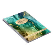 Aquamarin & Gold Tinte Abstrakt, Name/Betreff Notizblock (Rechte Seite)