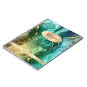 Aquamarin & Gold Tinte Abstrakt, Name/Betreff Notizblock (Linke Seite)