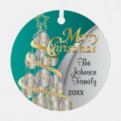 Aquamarin, Gold und Silber | FOTO Ornament Aus Metall (Vorderseite)