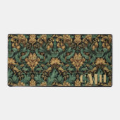 Aquamarin & Gold Vintag William Morris Floral Mono Schreibtischunterlage (Vorderseite)