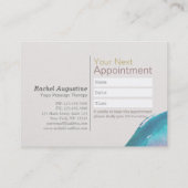 Aquamarin & Gold Wasserfarbe YOGA Class Pass Termi Terminkarte (Rückseite)