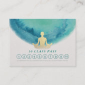 Aquamarin & Gold Wasserfarbe YOGA Class Pass Termi Terminkarte (Vorderseite)