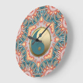 Aquamarin Gold Yin Yang Feng Shui Fire Große Wanduhr (Winkel)