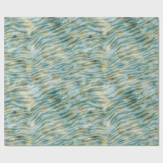 Aquamarin Gold Zebra Print Geschenkpapier (Flach)
