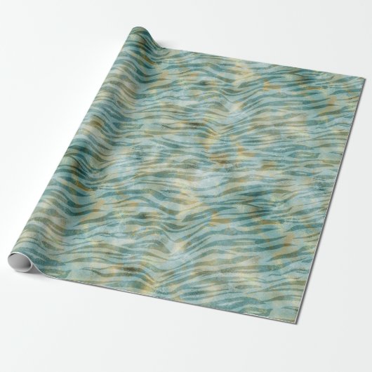 Aquamarin Gold Zebra Print Geschenkpapier (Ungerollt)