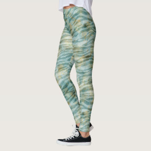 Aquamarin Gold Zebra Print Leggings