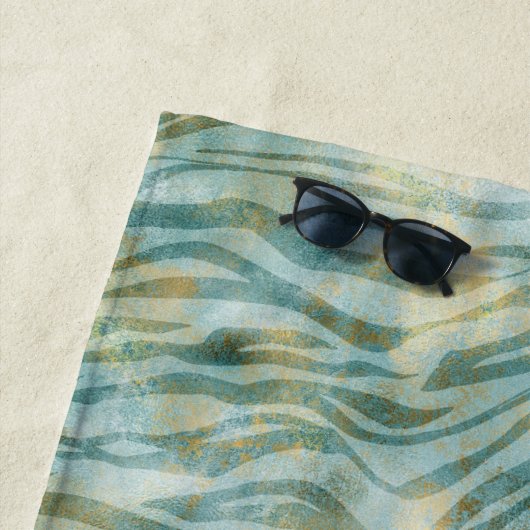 Aquamarin Gold Zebra Print Strandtuch (Beispiel)