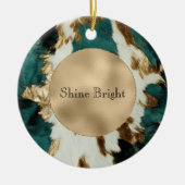 Aquamarin-Goldweißdecke Keramik Ornament (Vorne)