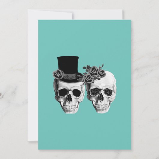 Aquamarin Goth Sugar Skull Einladung (Rückseite)