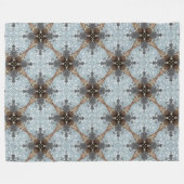 Aquamarin, grau, Bronze, Vintage Blume Muster Fleecedecke (Vorderseite (Horizontal))