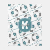 aquamarin Grau Das Fußballfeld ist mein glückliche Fleecedecke (Vorderseite)