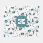 aquamarin Grau Das Fußballfeld ist mein glückliche Fleecedecke (Vorderseite (Horizontal))