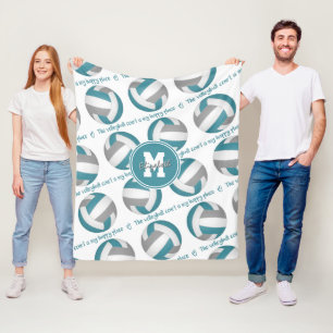 aquamarin grau Der Volleyballplatz ist mein glückl Fleecedecke