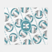 aquamarin grau Der Volleyballplatz ist mein glückl Fleecedecke (Vorderseite (Horizontal))