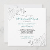 Aquamarin & grau Elegante Hochzeit Probe Dinner Einladung (Vorderseite)