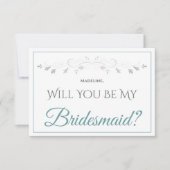 Aquamarin & grau Elegante sein meine Bridesmaid Ca Karte (Vorderseite)
