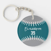 aquamarin grau oder JEDES Team farbig Softball Bas Schlüsselanhänger (Vorderseite)