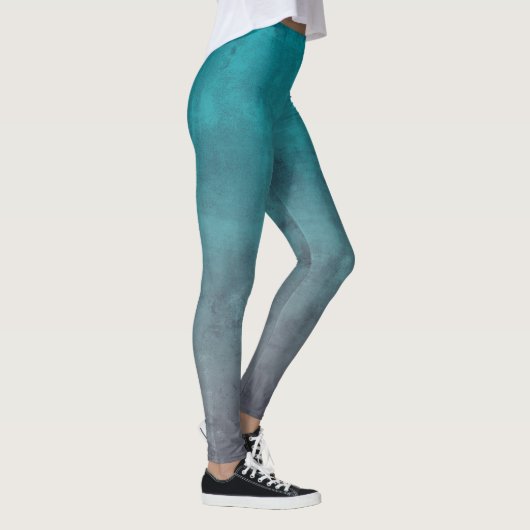 Aquamarin Grau rustikale ombre Leggings (Rechts)