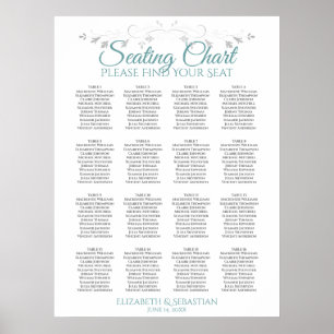 Aquamarin-graue 16 Tabelle Hochzeitstabelle Poster