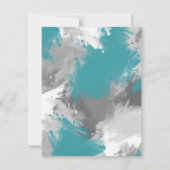Aquamarin-graue Abstrakte Pinselstriche Einladung (Rückseite)