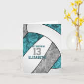 aquamarin-Grauer Volleyball zum Geburtstag Karte (Gelbe Blume)