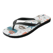 Aquamarin-graues, nautisches Muster Badesandalen (Schrägansicht)