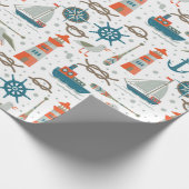 Aquamarin-graues, nautisches Muster Geschenkpapier (Ecke)