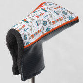 Aquamarin-graues, nautisches Muster Golf Headcover (3/4 Vorderseite)