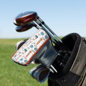 Aquamarin-graues, nautisches Muster Golf Headcover (In Situ)