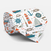 Aquamarin-graues, nautisches Muster Krawatte (Gerollt)