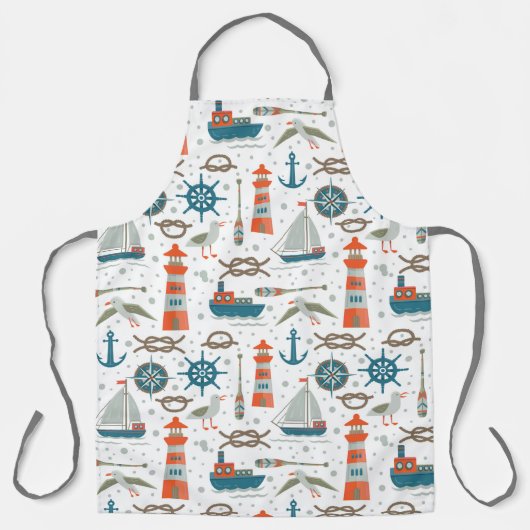 Aquamarin-graues, nautisches Muster Schürze (Vorderseite)