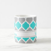 Aquamarin-graumarokkanisches Trellis-Muster Kaffeetasse (Mittel)