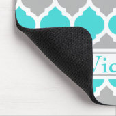 Aquamarin-graumarokkanisches Trellis-Muster Mousepad (Ecke)