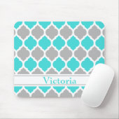 Aquamarin-graumarokkanisches Trellis-Muster Mousepad (Mit Mouse)