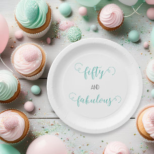 Aquamarin Gray 50 und fabelhafter Geburtstag Pappteller