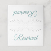 Aquamarin & gray Elegant Hochzeit vorbehalten Plat Platzkarte (Außenseite Aufgefaltet)