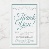 Aquamarin & gray Elegant Wedding Danke Mini Weinetikett (Einzelnes Label)