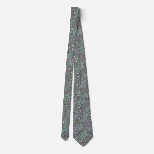 Aquamarin Gray Eucalyptus Greenery Pattern Neck Ti Krawatte (Rückseite)