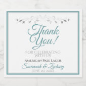 Aquamarin & gray Simple Elegante Wedding Vielen Da Bierflaschenetikett (Einzelnes Label)