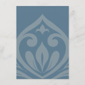 Aquamarin Gray Vintag Damask Stilvolle Hochzeitdet Begleitkarte (Rückseite)